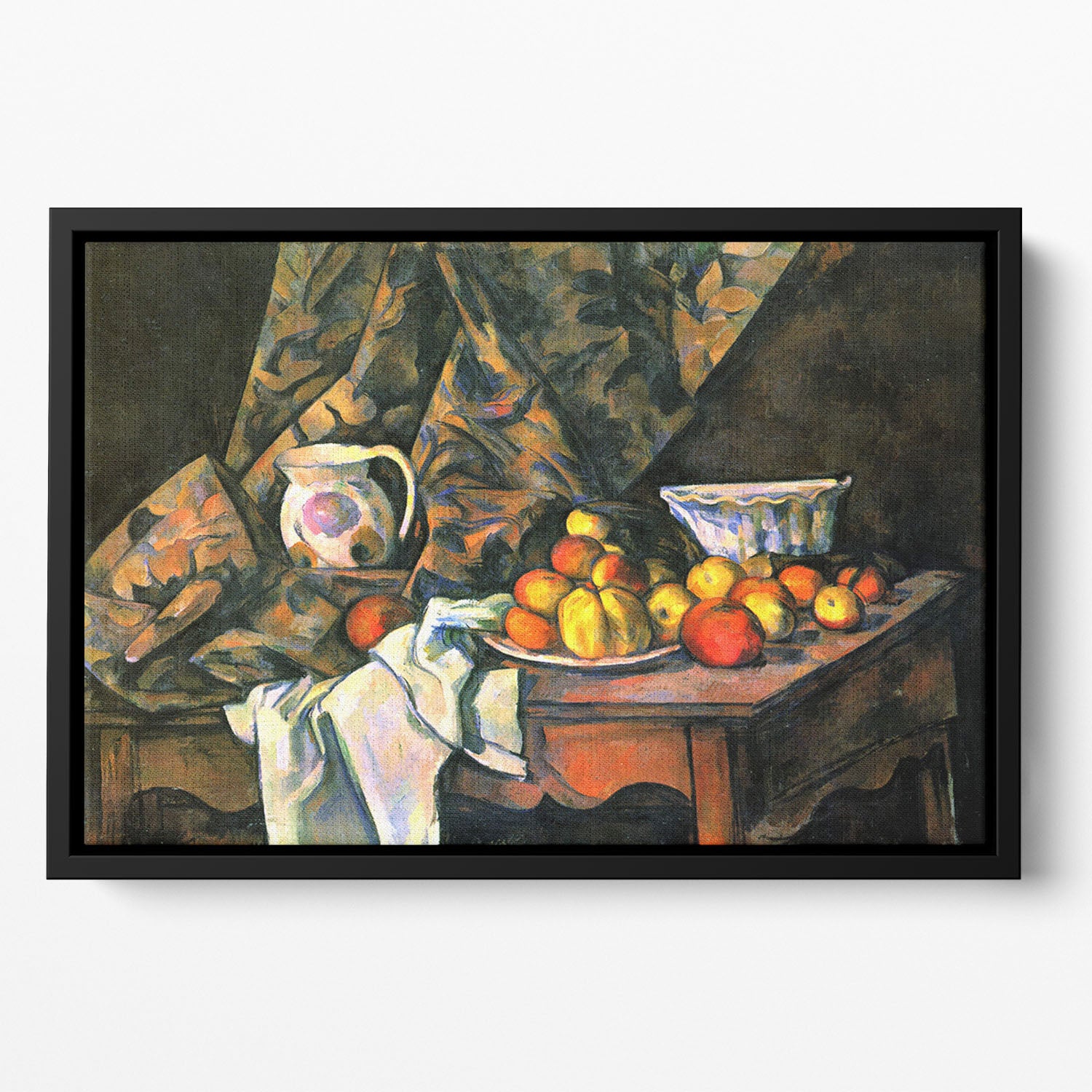 Still life with apples and peaches by Cezanne Floating Framed Canvas - Canvas Art Rocks - 2