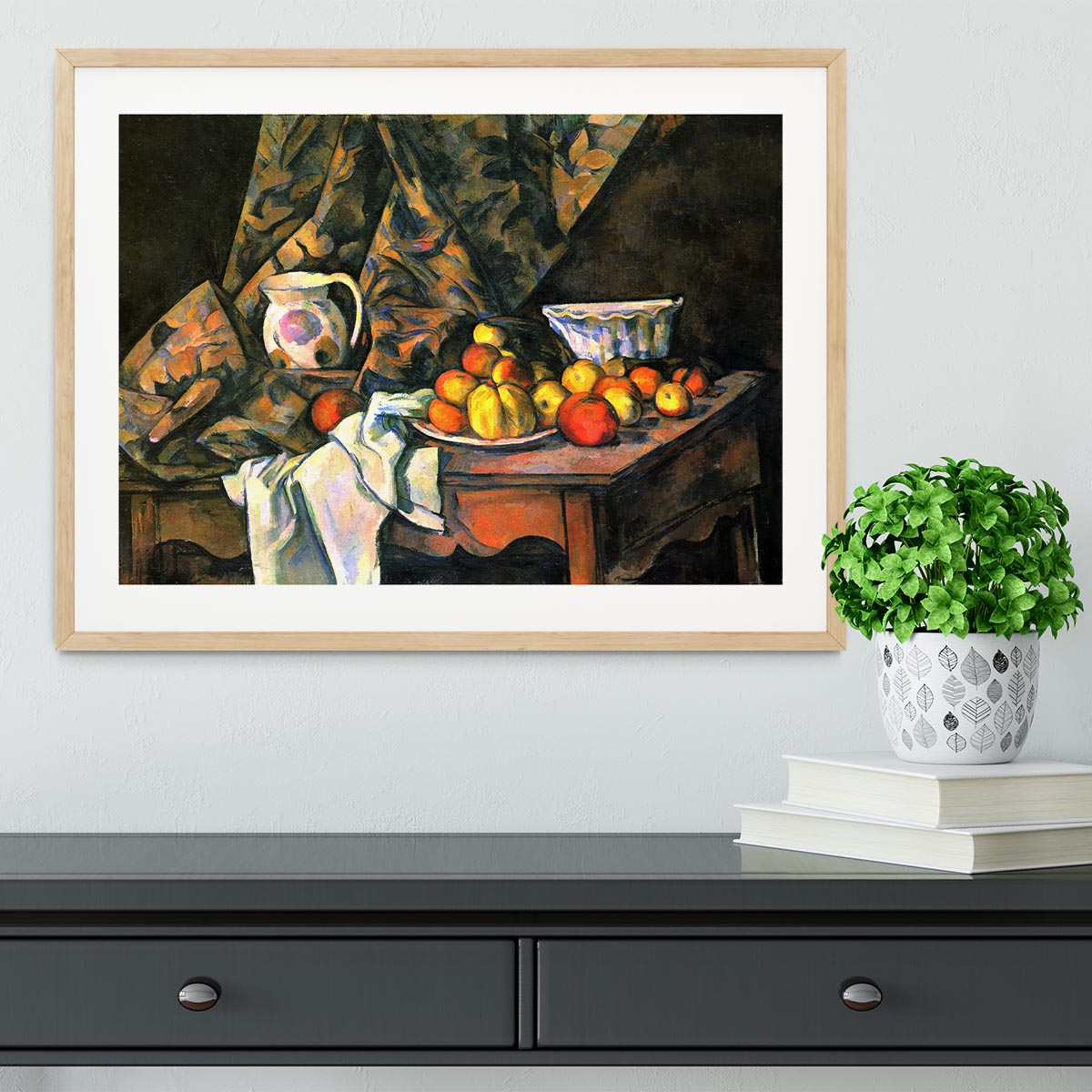 Still life with apples and peaches by Cezanne Framed Print - Canvas Art Rocks - 3