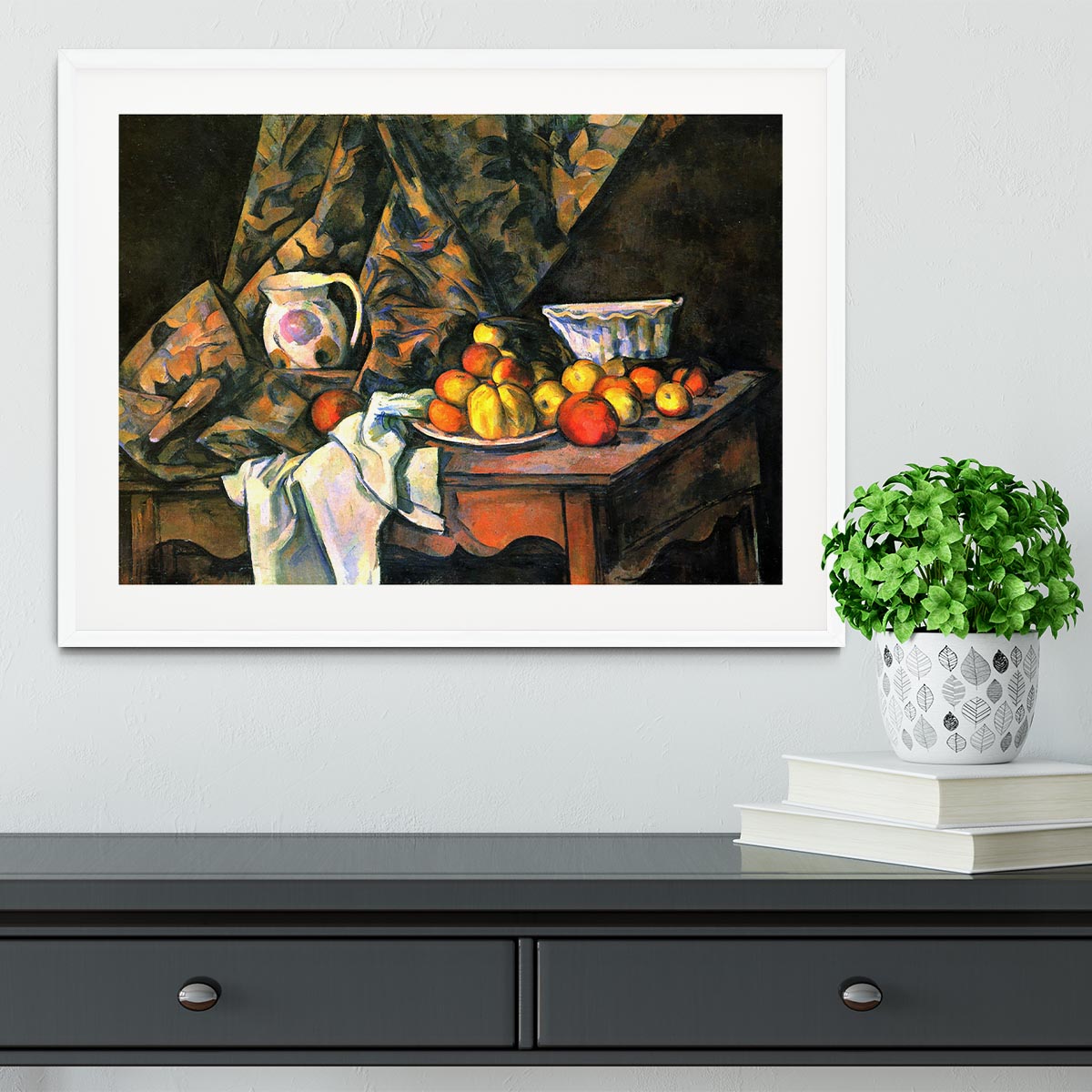 Still life with apples and peaches by Cezanne Framed Print - Canvas Art Rocks - 5