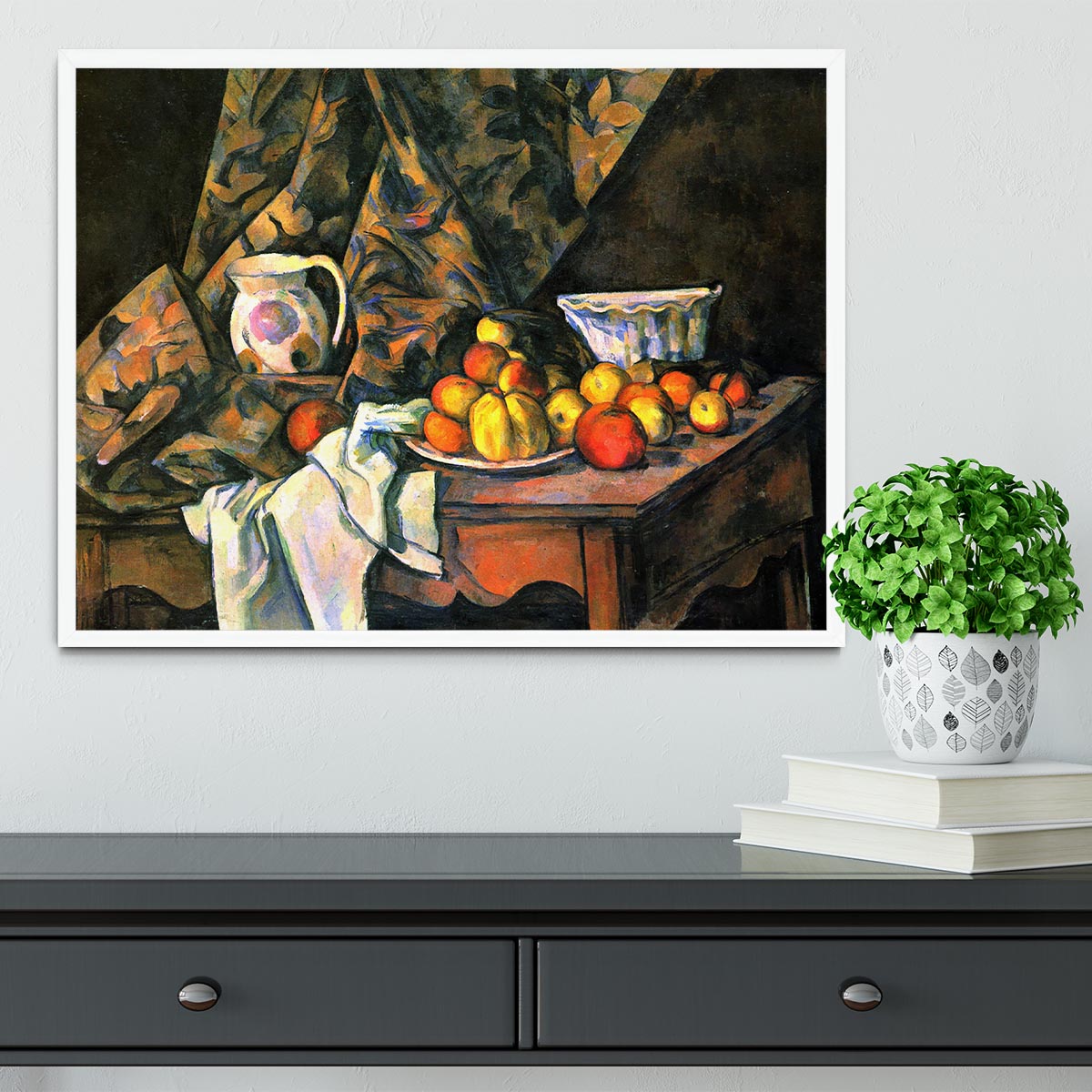 Still life with apples and peaches by Cezanne Framed Print - Canvas Art Rocks -6