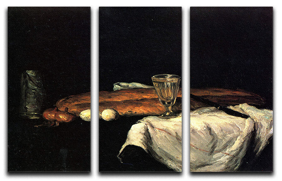 Still life with bread and eggs by Cezanne 3 Split Panel Canvas Print - Canvas Art Rocks - 1