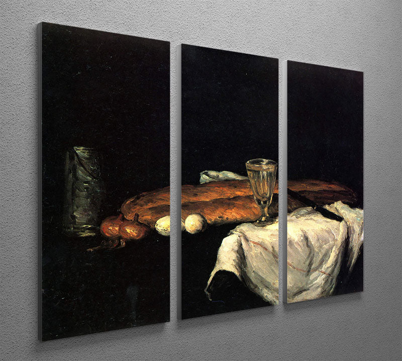 Still life with bread and eggs by Cezanne 3 Split Panel Canvas Print - Canvas Art Rocks - 2