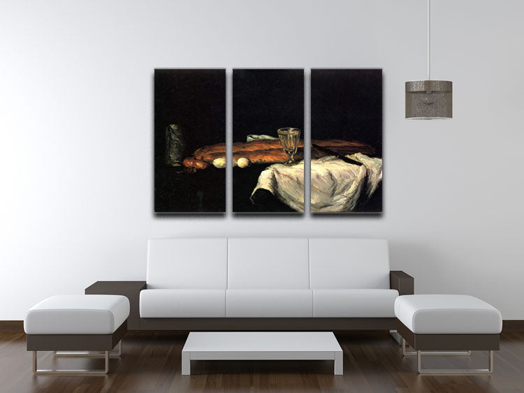Still life with bread and eggs by Cezanne 3 Split Panel Canvas Print - Canvas Art Rocks - 3