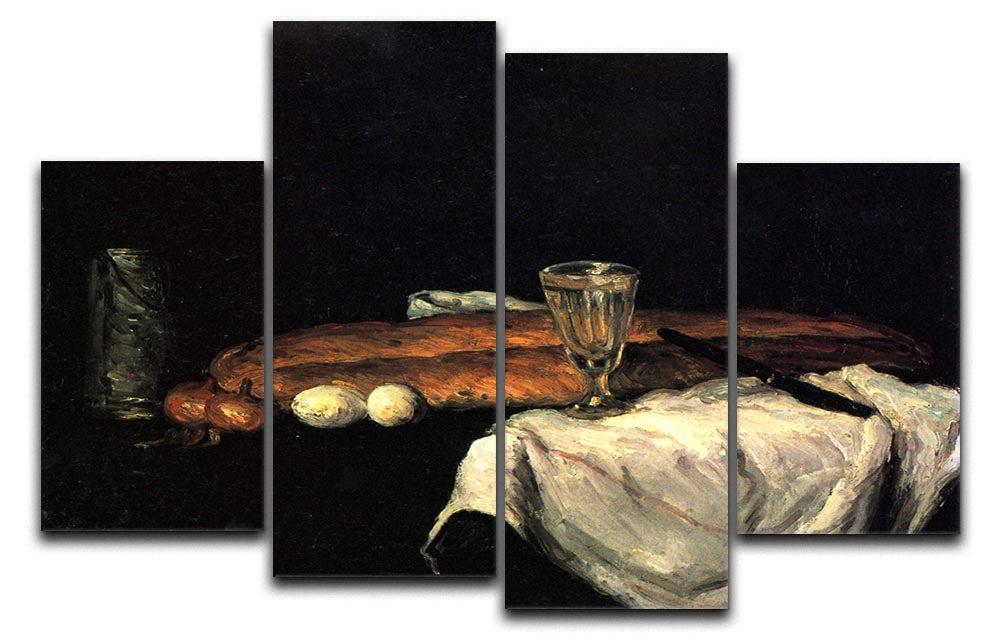 Still life with bread and eggs by Cezanne 4 Split Panel Canvas - Canvas Art Rocks - 1