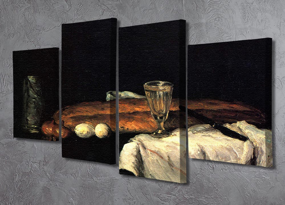 Still life with bread and eggs by Cezanne 4 Split Panel Canvas - Canvas Art Rocks - 2