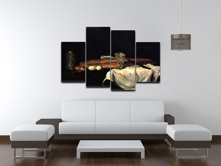 Still life with bread and eggs by Cezanne 4 Split Panel Canvas - Canvas Art Rocks - 3