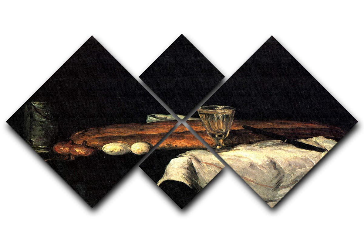Still life with bread and eggs by Cezanne 4 Square Multi Panel Canvas - Canvas Art Rocks - 1