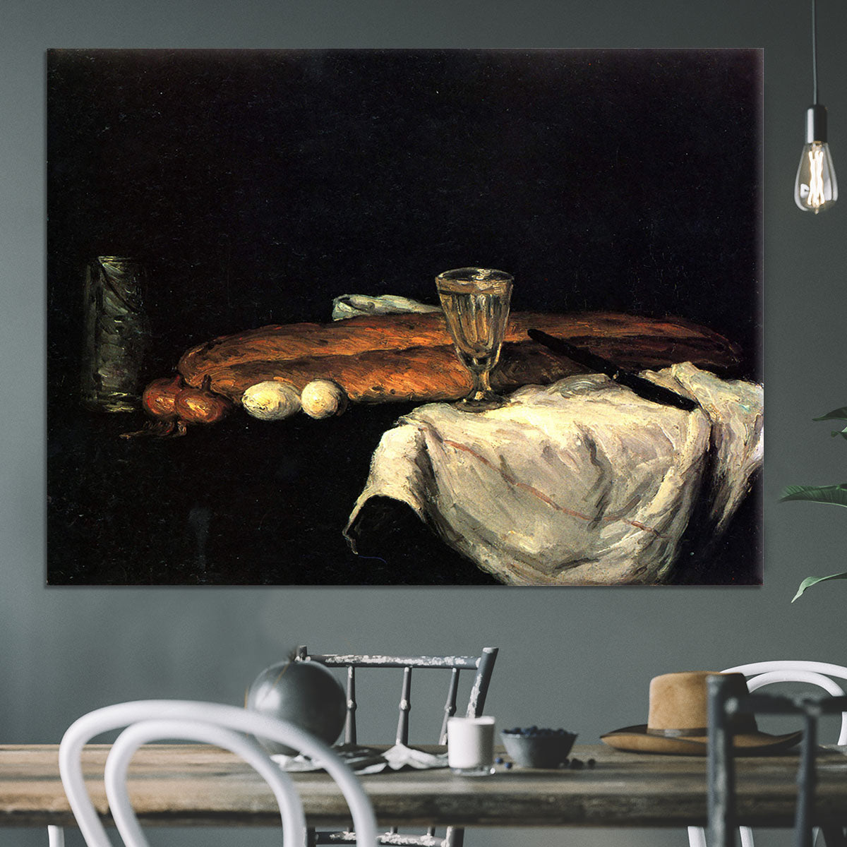 Still life with bread and eggs by Cezanne Canvas Print or Poster - Canvas Art Rocks - 3