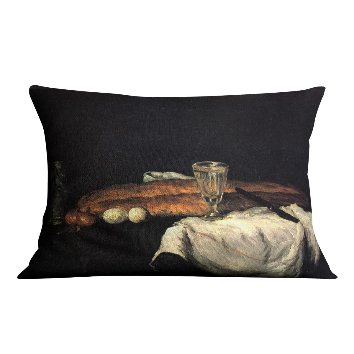 Still life with bread and eggs by Cezanne Cushion - Canvas Art Rocks - 4