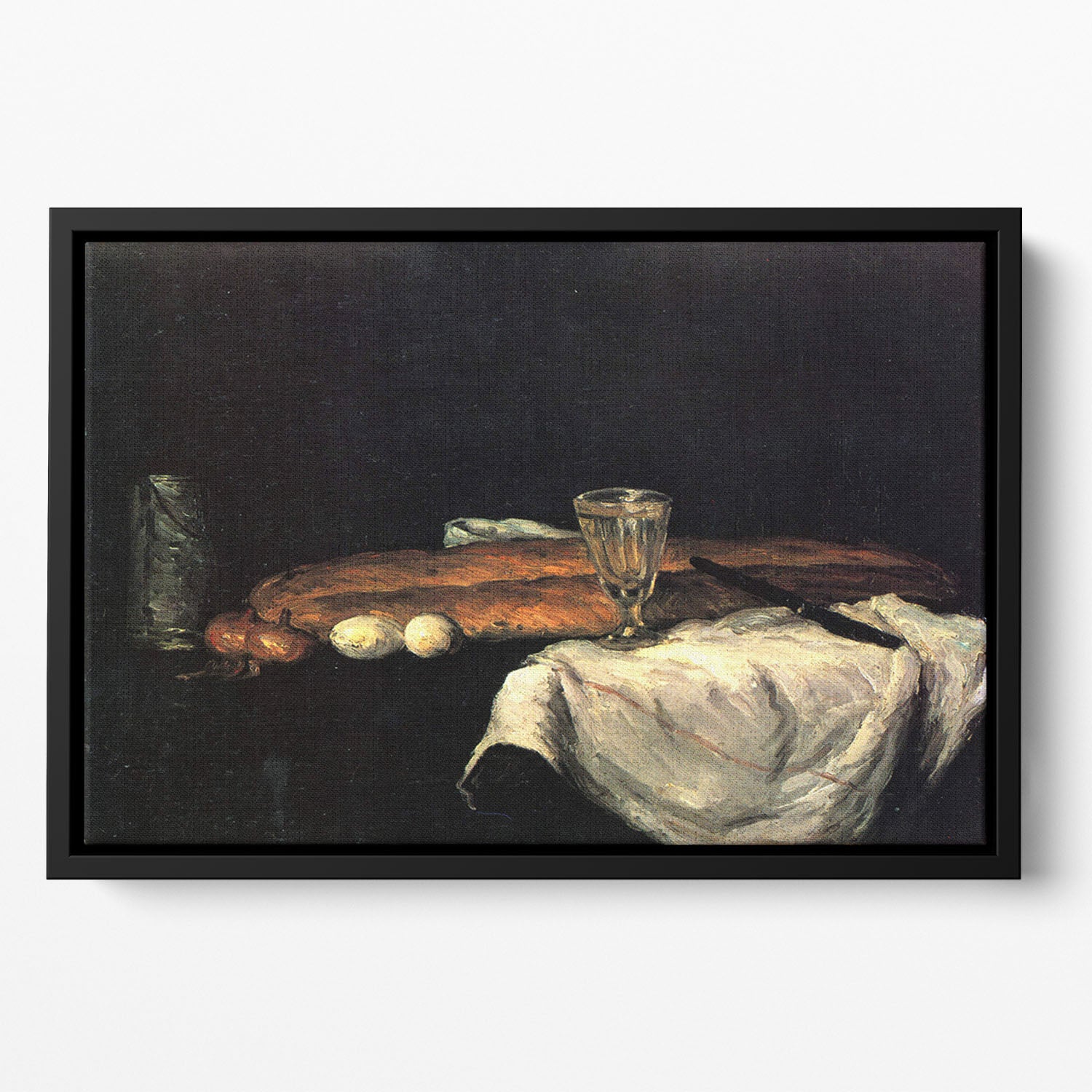 Still life with bread and eggs by Cezanne Floating Framed Canvas - Canvas Art Rocks - 2