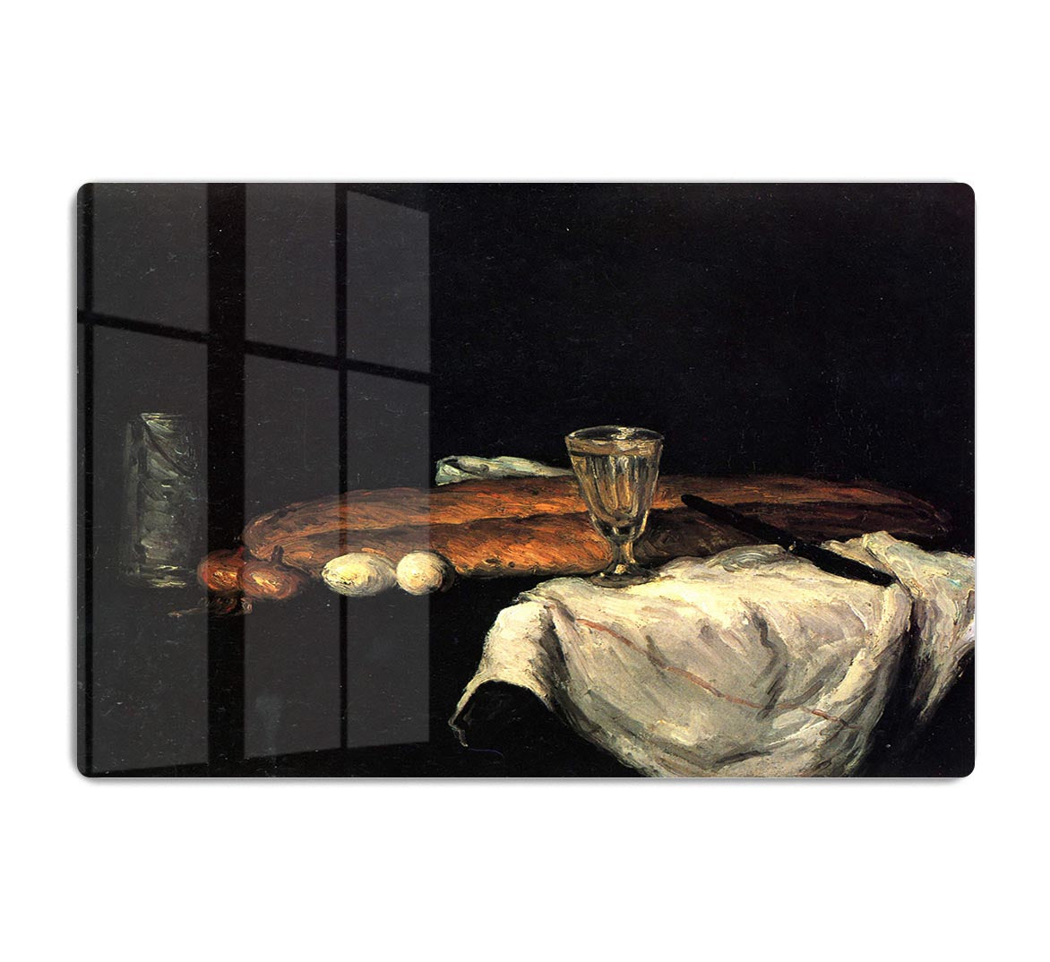 Still life with bread and eggs by Cezanne Acrylic Block - Canvas Art Rocks - 1