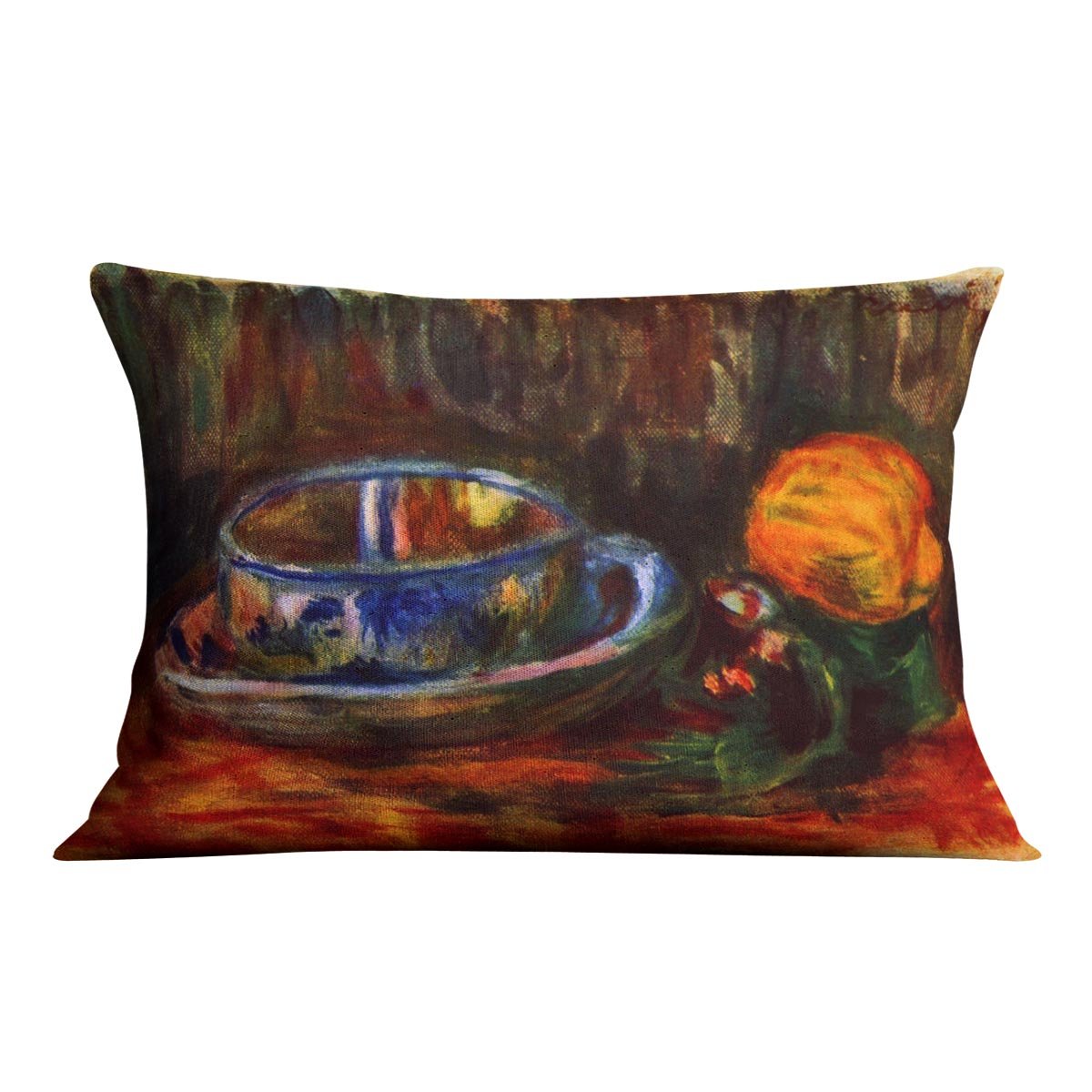 Still life with cup by Renoir Throw Pillow