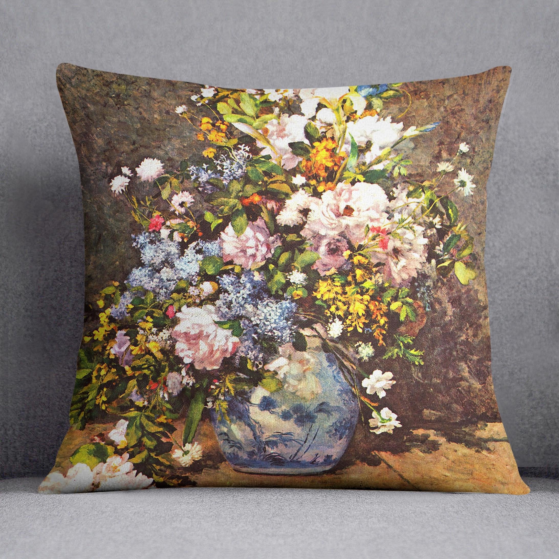 Still life with large vase by Renoir Throw Pillow