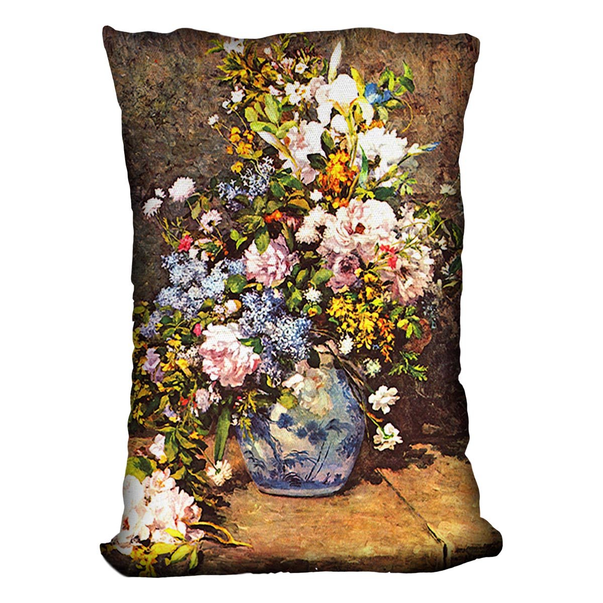 Still life with large vase by Renoir Throw Pillow