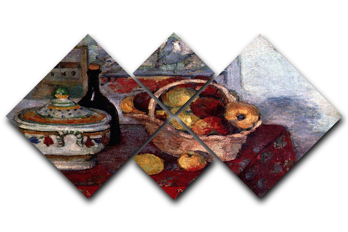 Still life with soup tureen by Cezanne 4 Square Multi Panel Canvas - Canvas Art Rocks - 1