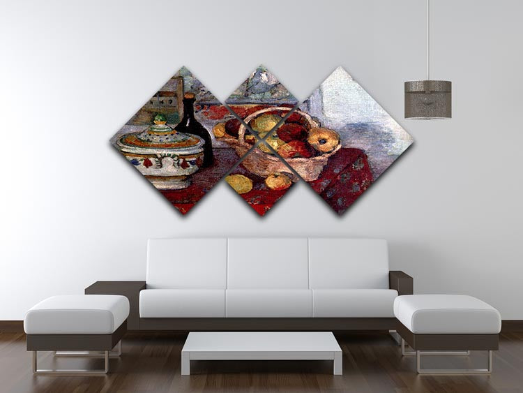 Still life with soup tureen by Cezanne 4 Square Multi Panel Canvas - Canvas Art Rocks - 3