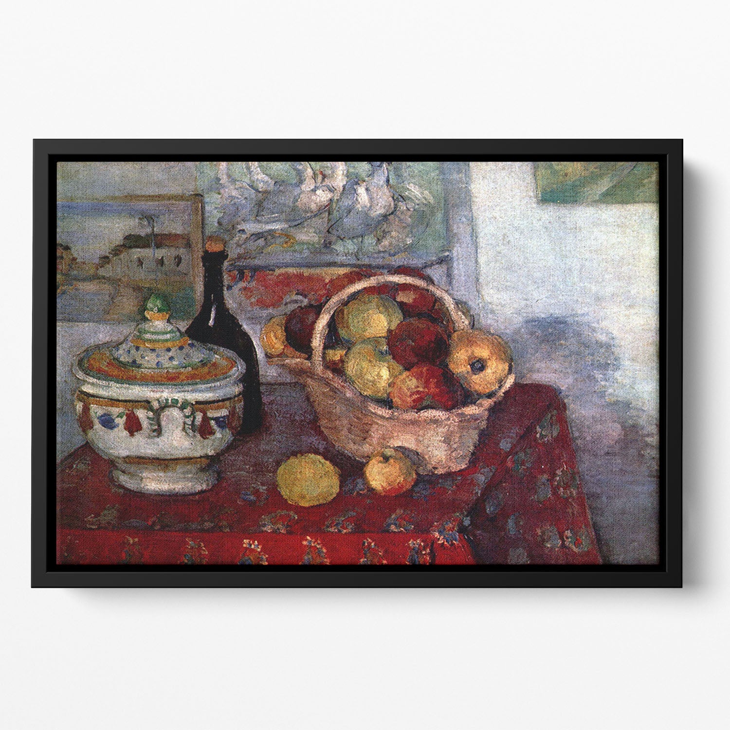 Still life with soup tureen by Cezanne Floating Framed Canvas - Canvas Art Rocks - 2