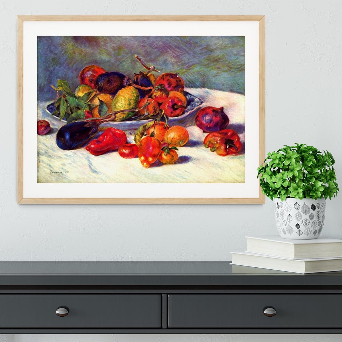 Still life with tropical fruits by Renoir Framed Print - Canvas Art Rocks - 3