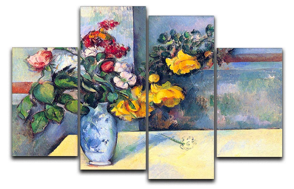 Still lifes flowers in a vase by Cezanne 4 Split Panel Canvas - Canvas Art Rocks - 1