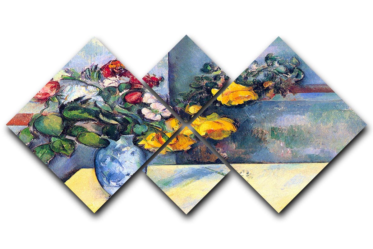 Still lifes flowers in a vase by Cezanne 4 Square Multi Panel Canvas - Canvas Art Rocks - 1