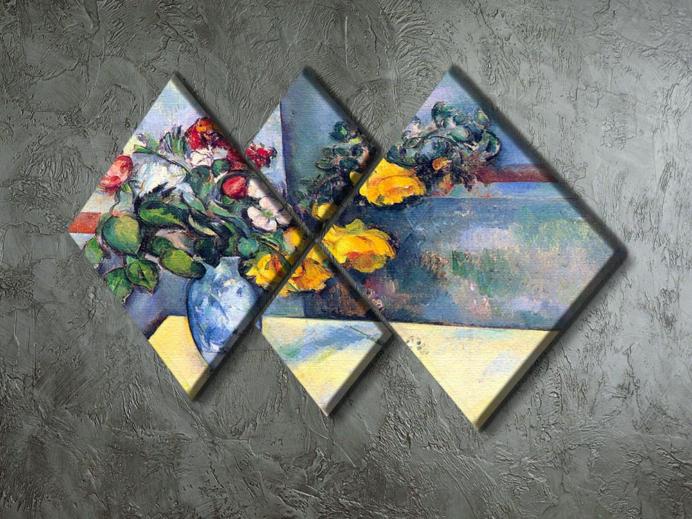 Still lifes flowers in a vase by Cezanne 4 Square Multi Panel Canvas - Canvas Art Rocks - 2