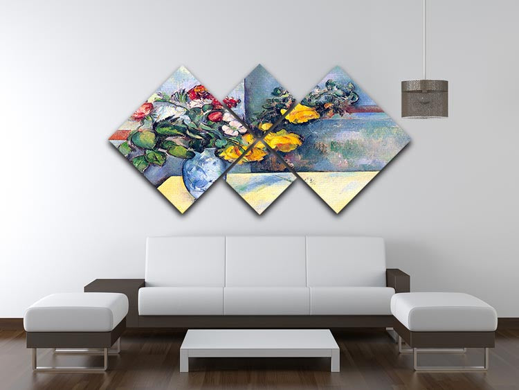 Still lifes flowers in a vase by Cezanne 4 Square Multi Panel Canvas - Canvas Art Rocks - 3