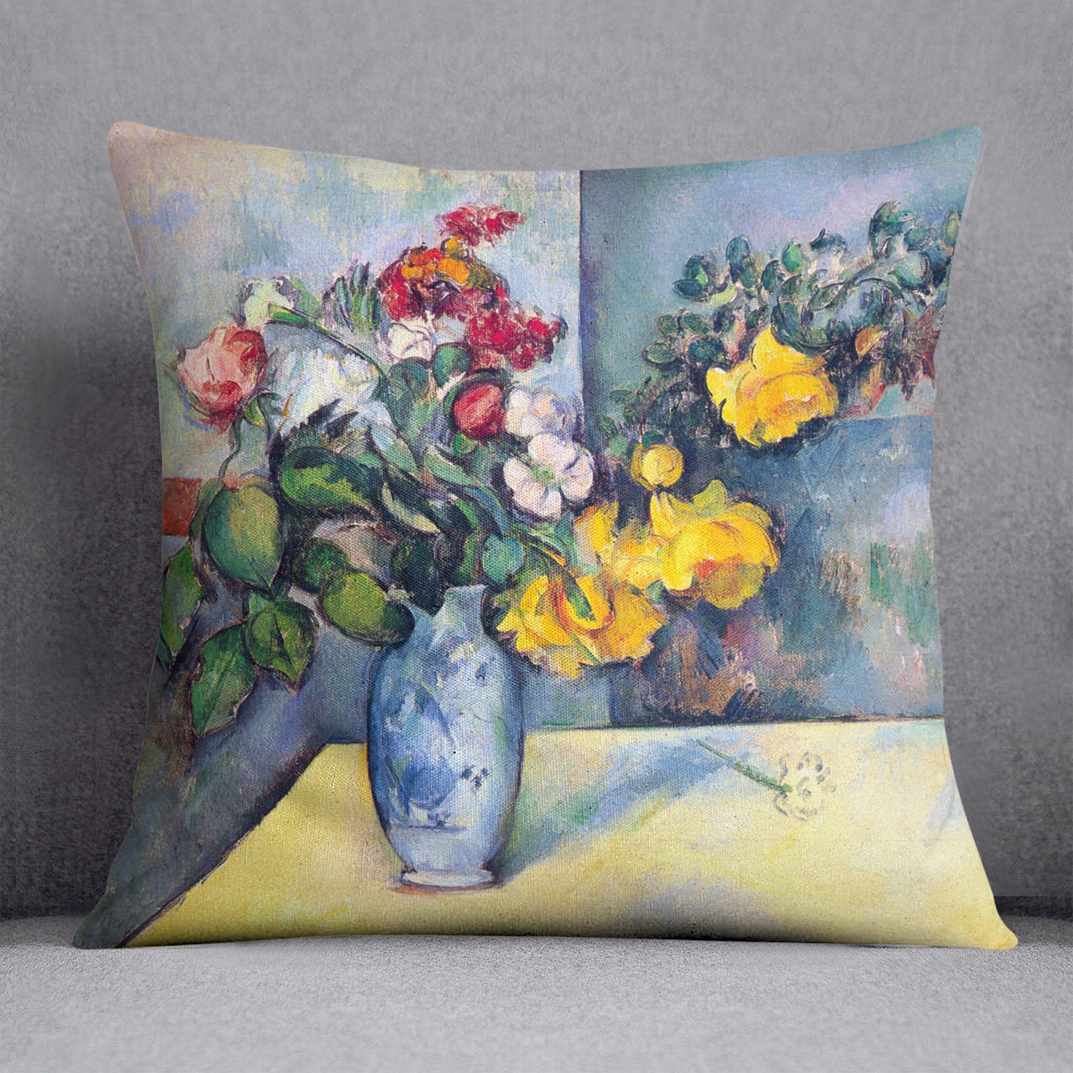 Still lifes flowers in a vase by Cezanne Cushion - Canvas Art Rocks - 1