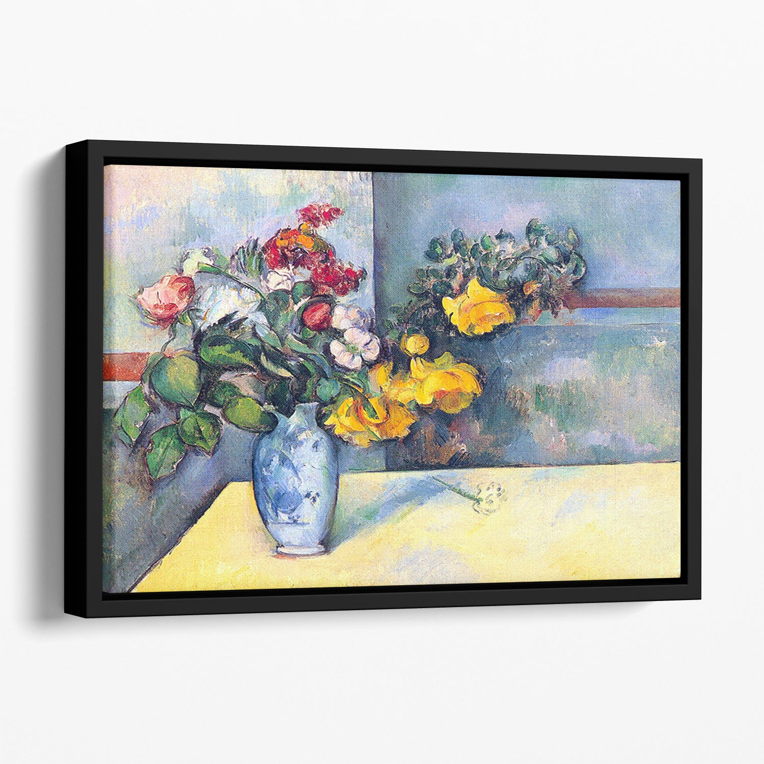 Still lifes flowers in a vase by Cezanne Floating Framed Canvas - Canvas Art Rocks - 1