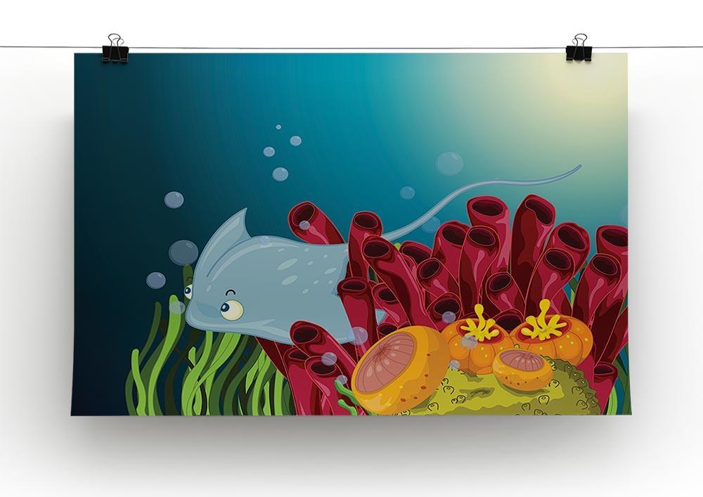 Sting ray hiding between water plants Canvas Print or Poster - Canvas Art Rocks - 2