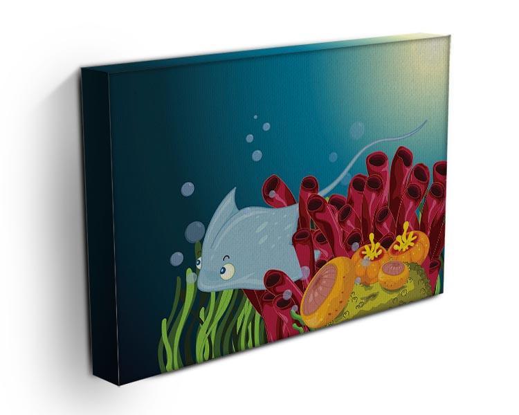 Sting ray hiding between water plants Canvas Print or Poster - Canvas Art Rocks - 3