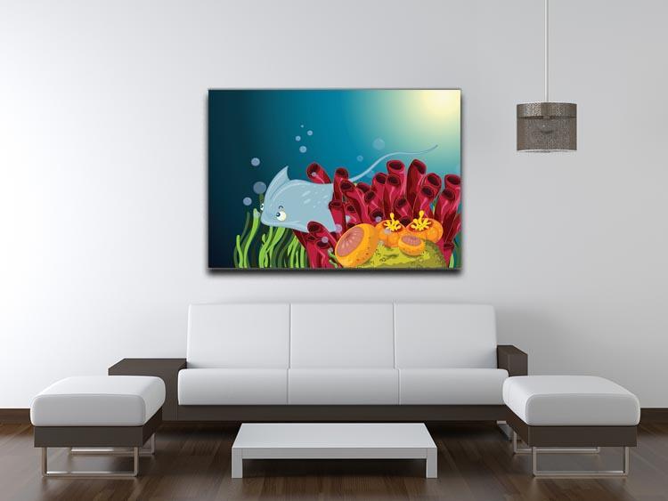 Sting ray hiding between water plants Canvas Print or Poster - Canvas Art Rocks - 4