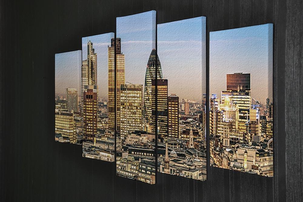Stock Exchange Tower and Lloyds of London 5 Split Panel Canvas  - Canvas Art Rocks - 2