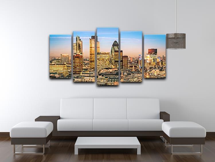 Stock Exchange Tower and Lloyds of London 5 Split Panel Canvas  - Canvas Art Rocks - 3