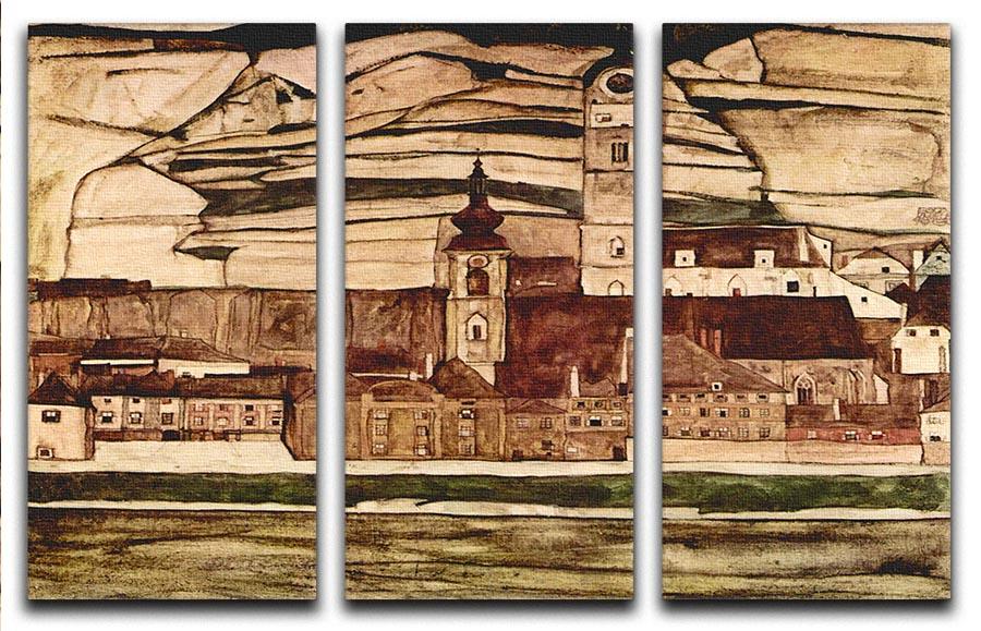 Stone on the Danube II by Egon Schiele 3 Split Panel Canvas Print - Canvas Art Rocks - 1