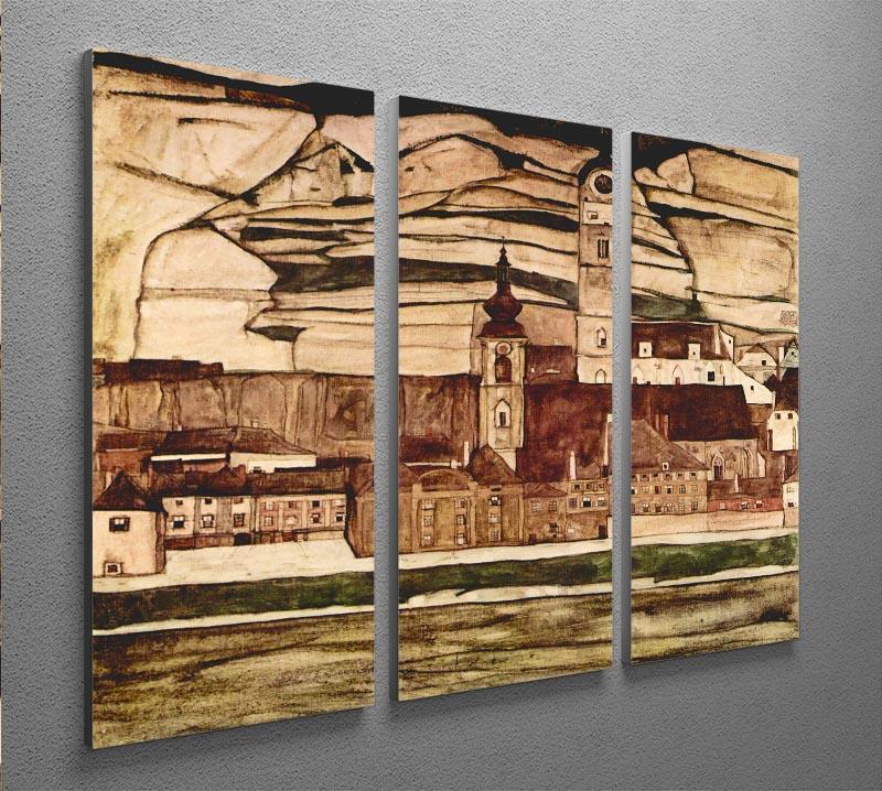 Stone on the Danube II by Egon Schiele 3 Split Panel Canvas Print - Canvas Art Rocks - 2