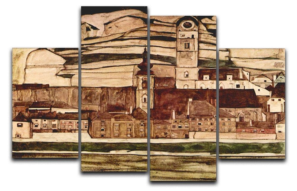Stone on the Danube II by Egon Schiele 4 Split Panel Canvas - Canvas Art Rocks - 1