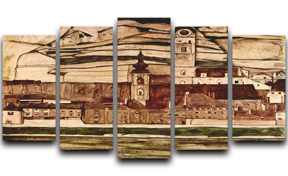 Stone on the Danube II by Egon Schiele 5 Split Panel Canvas - Canvas Art Rocks - 1