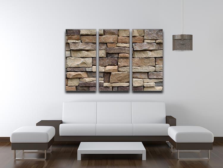 Stone wall texture 3 Split Panel Canvas Print - Canvas Art Rocks - 3