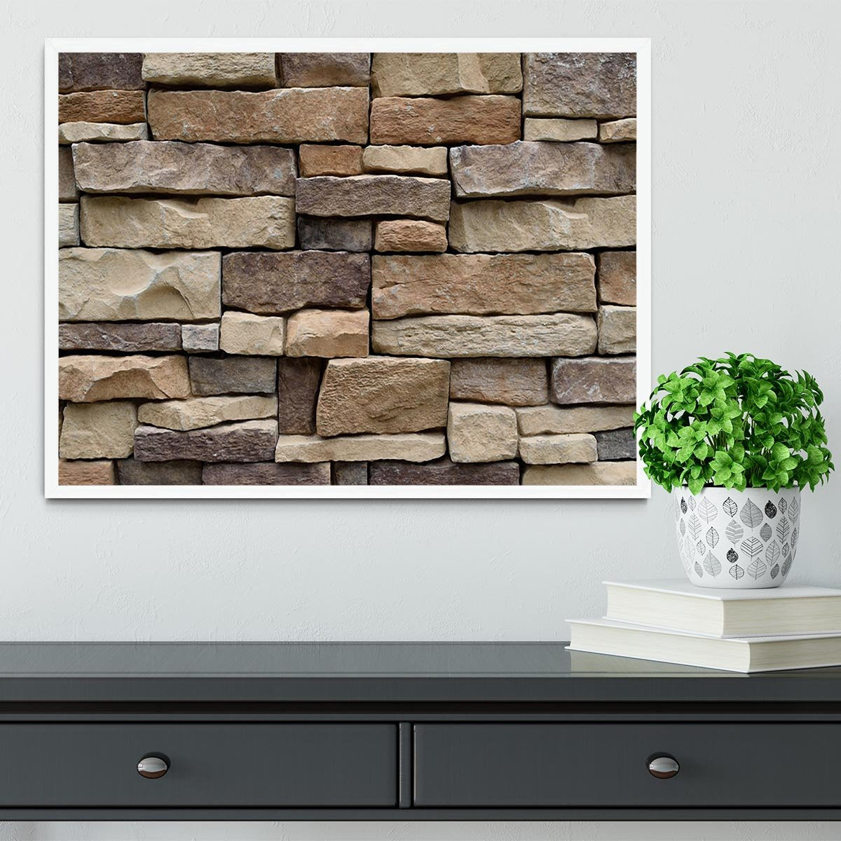 Stone wall texture Framed Print - Canvas Art Rocks -6