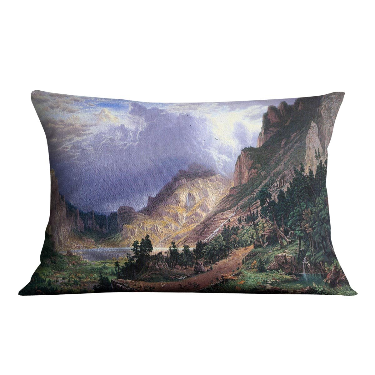 Storm in the Rockies Mt. Rosalie by Bierstadt Cushion - Canvas Art Rocks - 4