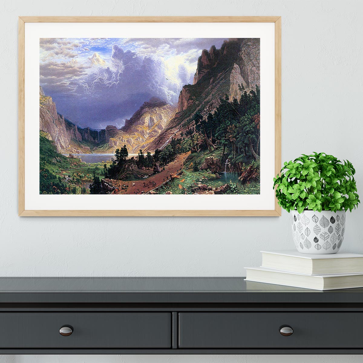 Storm in the Rockies Mt. Rosalie by Bierstadt Framed Print - Canvas Art Rocks - 3