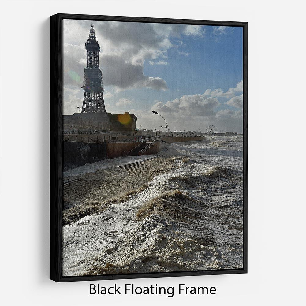 Stormy Blackpool Floating Frame Canvas - Canvas Art Rocks - 1