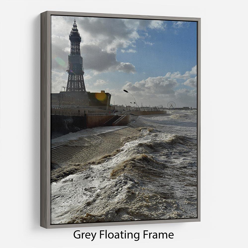 Stormy Blackpool Floating Frame Canvas - Canvas Art Rocks - 3