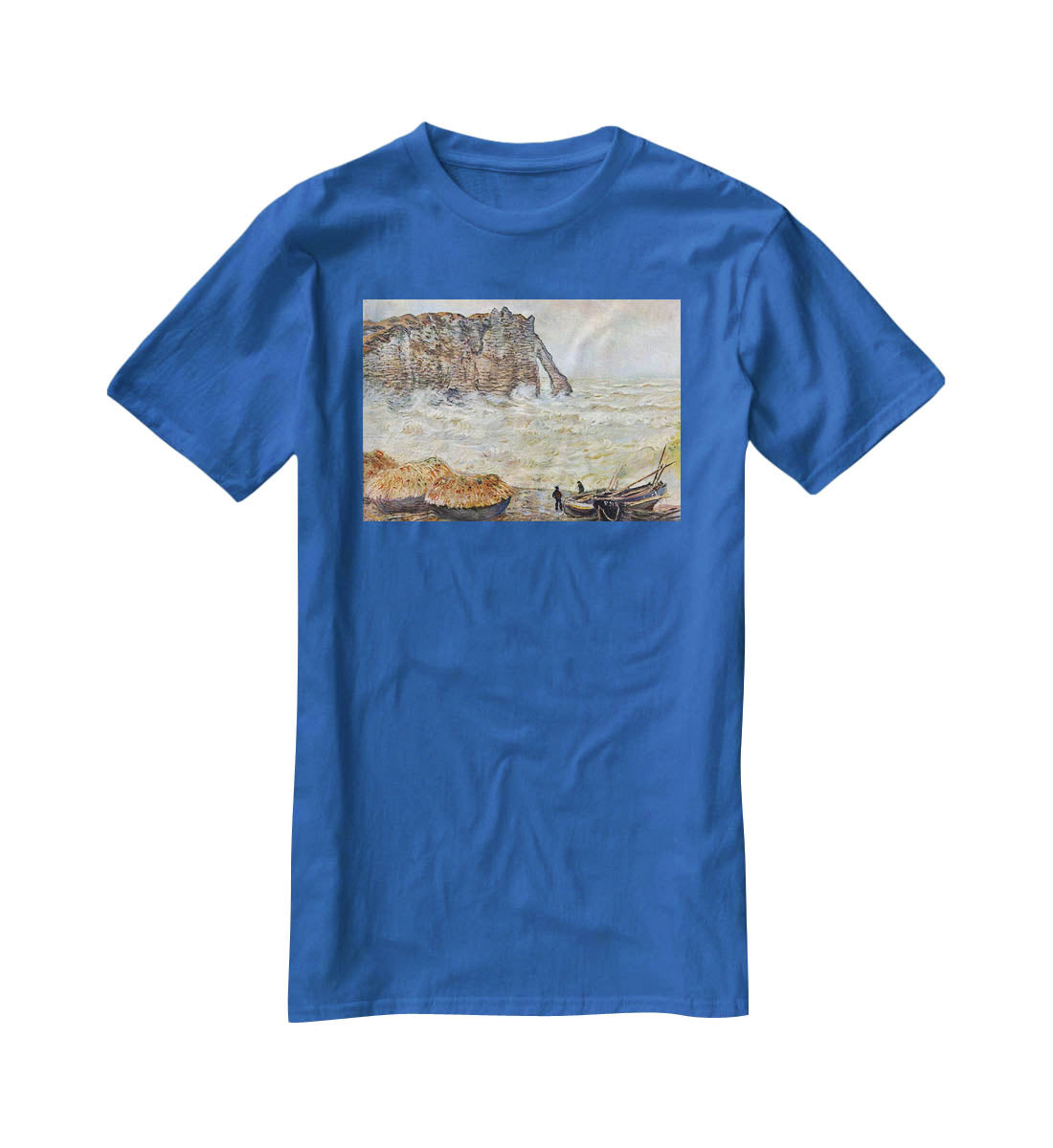 Stormy Sea La Porte d'Aval by Monet T-Shirt - Canvas Art Rocks - 2