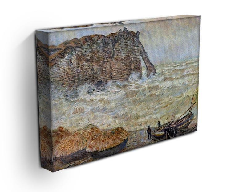 Stormy Sea La Porte d'Aval by Monet Canvas Print & Poster - Canvas Art Rocks - 3