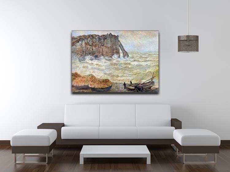 Stormy Sea La Porte d'Aval by Monet Canvas Print & Poster - Canvas Art Rocks - 4