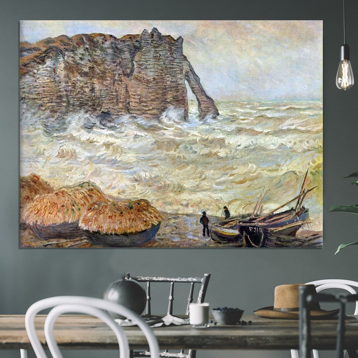Stormy Sea La Porte d'Aval by Monet Canvas Print or Poster