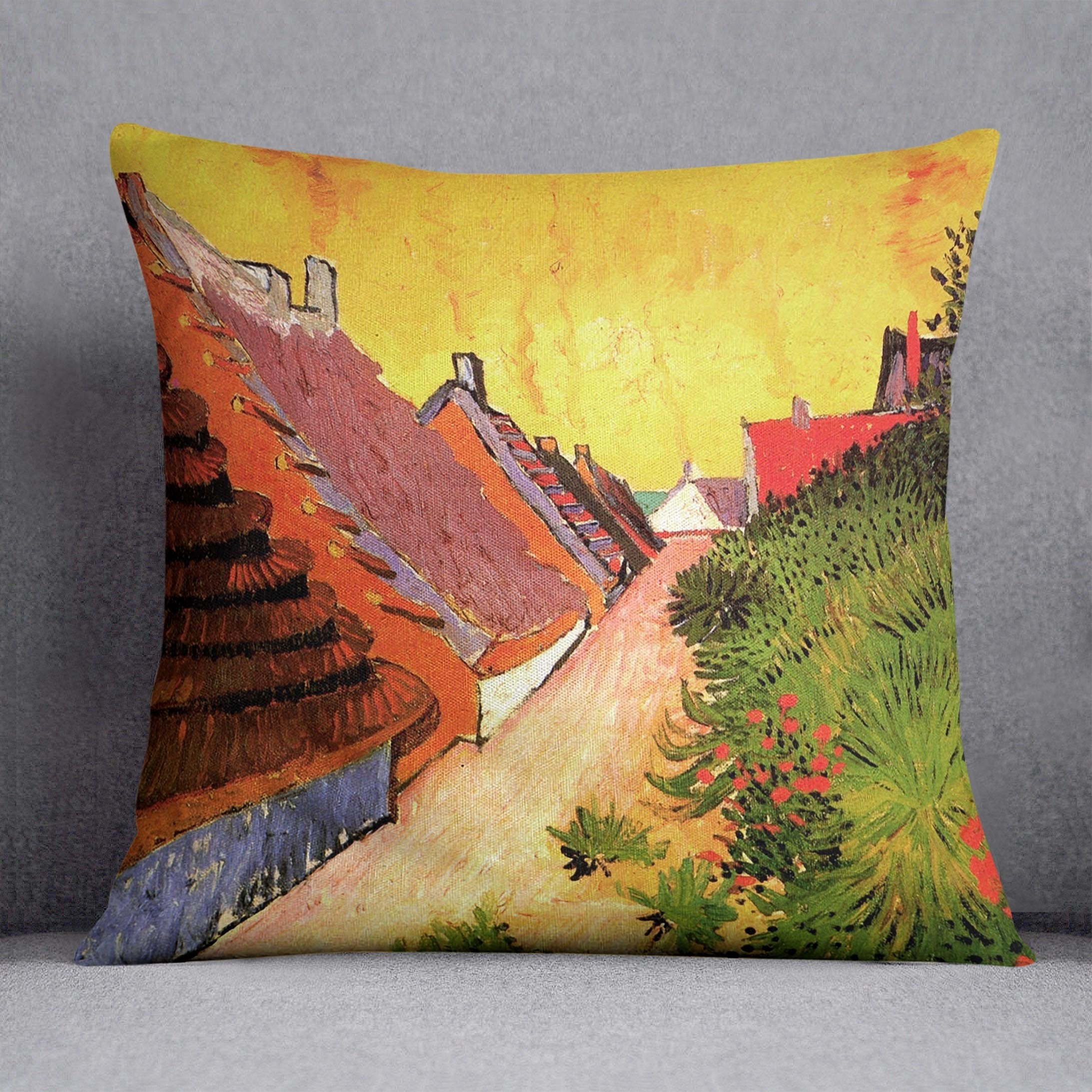 Street in Saintes-Maries by Van Gogh Throw Pillow