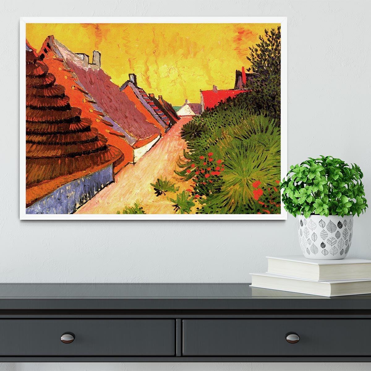 Street in Saintes-Maries by Van Gogh Framed Print - Canvas Art Rocks -6