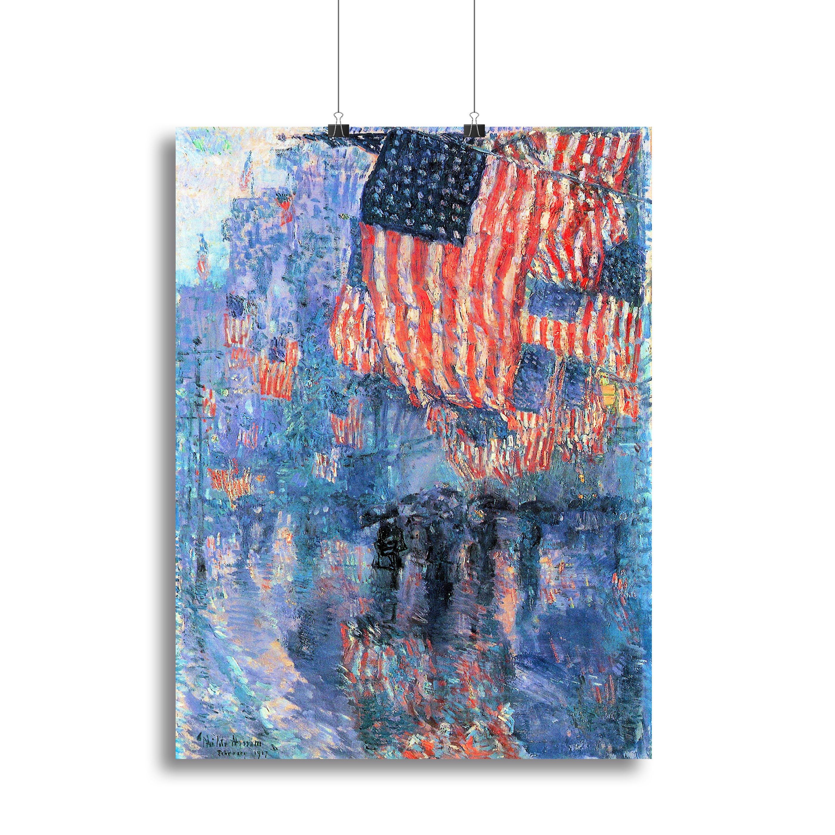 Street in the rain by Hassam Canvas Print or Poster